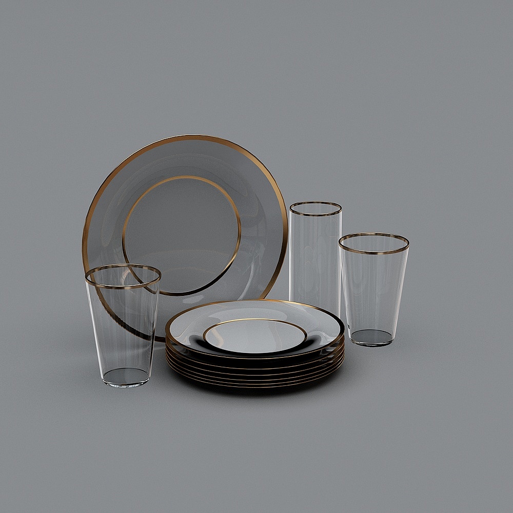 Elegant Dinnerware Set 3D model