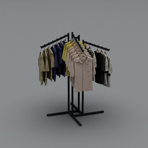 Low-Polygon Clothing Display Rack 3D model
