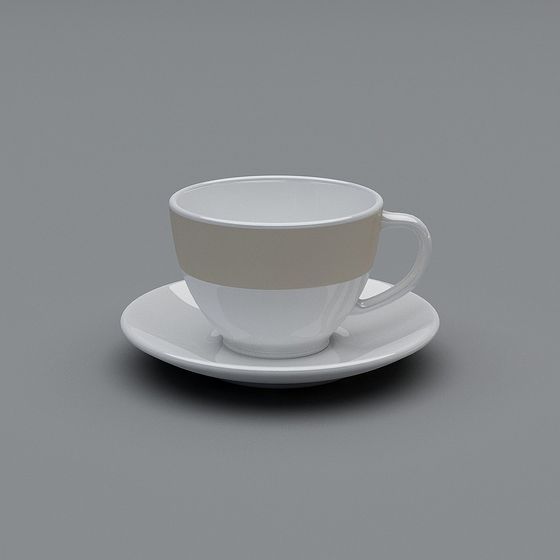 Elegant Low-Poly Tea Cup and Saucer 3D model