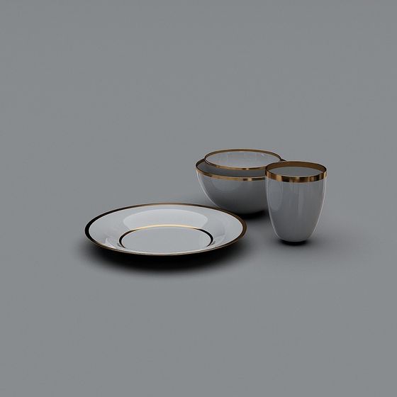 Elegant Low-Poly Tableware 3D Model