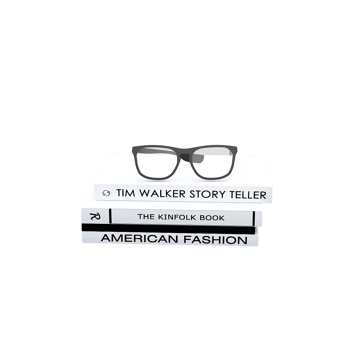 Minimalist Glasses on Books 3D Model – Stylish Plastic Design