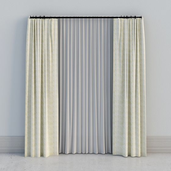 Stylish Low-Poly Curtain 3D model for Modern Interiors