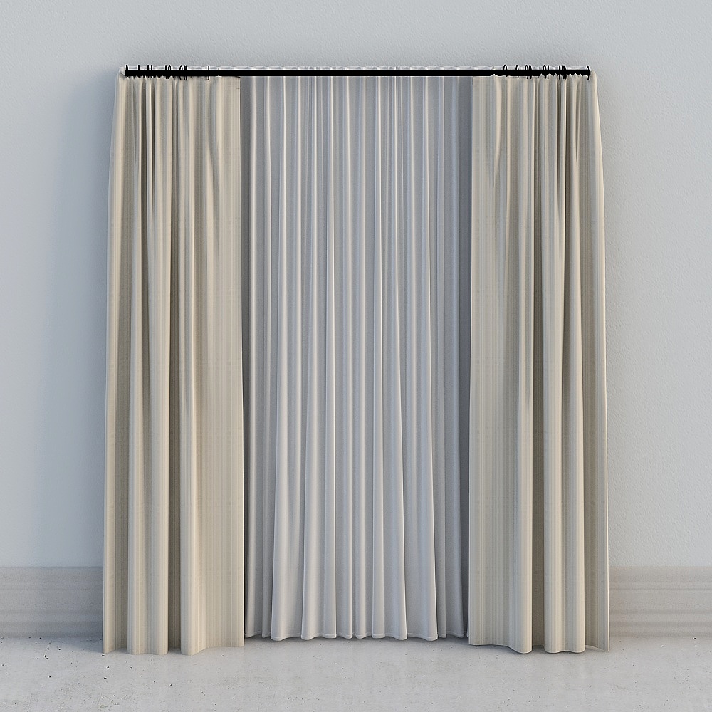 1ベッドルーム - モダンな新中華スタイルの軽やかなカレーハイ密度ガセットカーテン