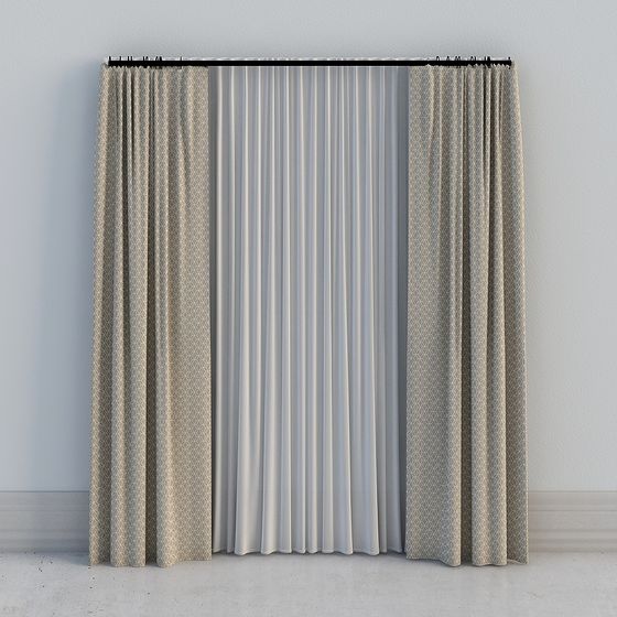 Elegant Low-Polygon Curtain 3D Model