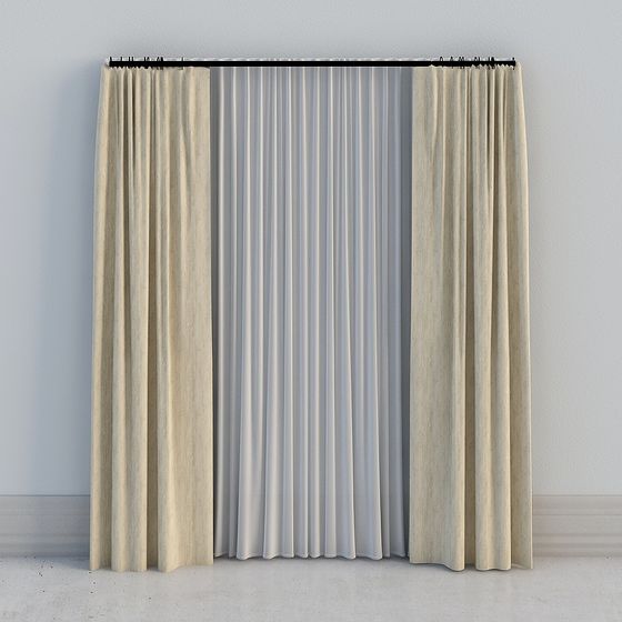 Elegant Low-Poly Curtain 3D model for Modern Interiors