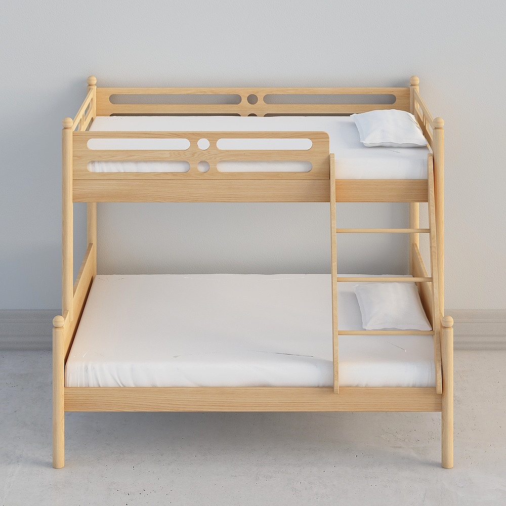 Elegant Double Bunk Bed 3D Model for Modern Bedrooms