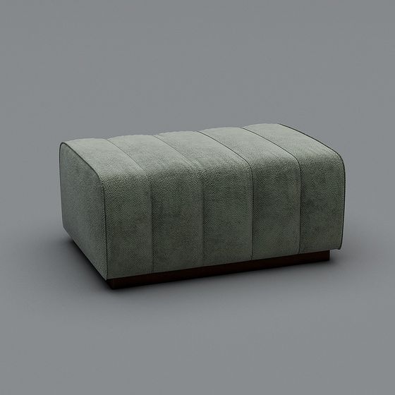 Sofa Stool 3D Model in Green and Black Fabric