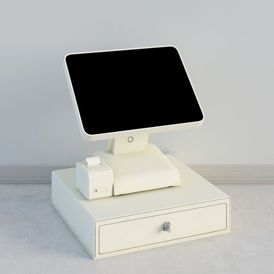 Minimalist Cash Register 3D model for Commercial Spaces