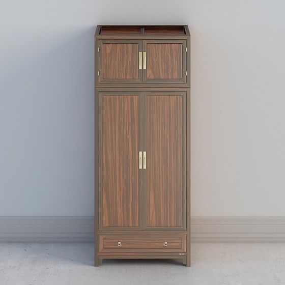 Elegant Wooden Wardrobe 3D model for Modern Interiors