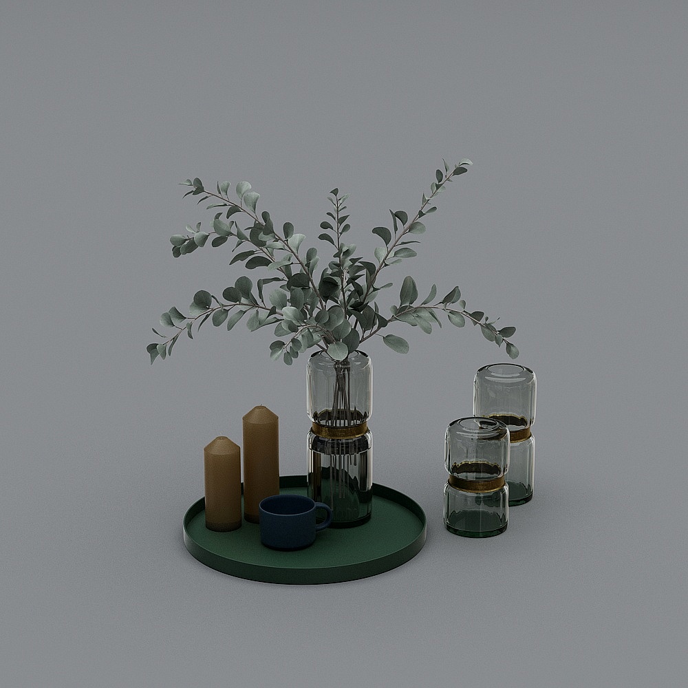 Lush Green Vase Decor 3D model