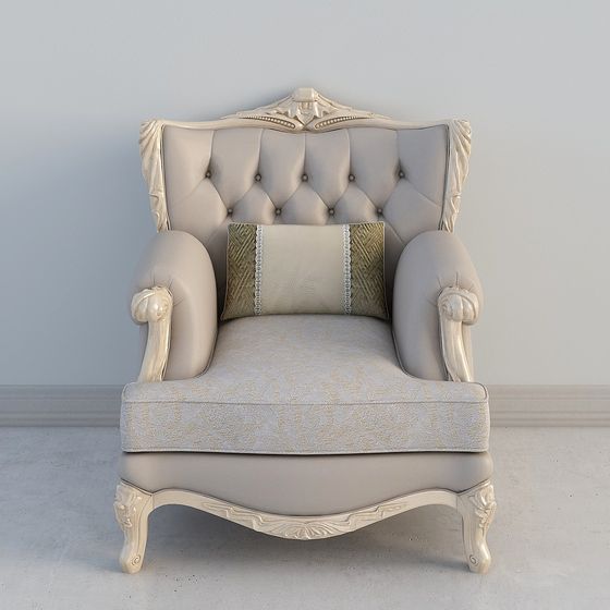 Elegant Classic Armchair 3D model for Luxurious Spaces