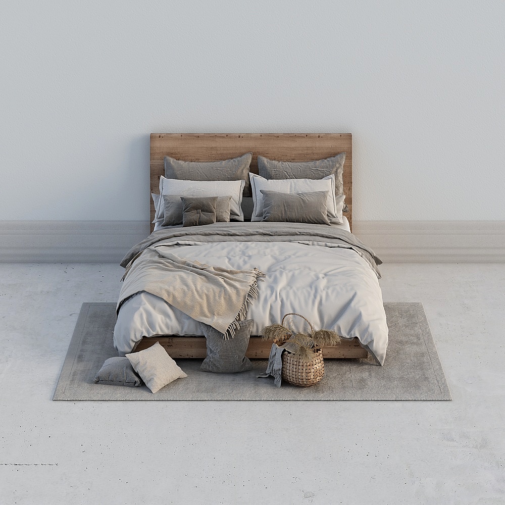 Kingsize-Bett mit Teppich