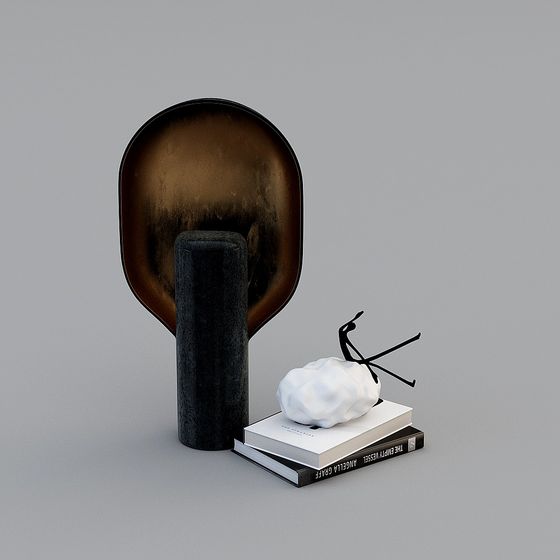 Elegant 3D Model of a Black Stone and Metal Sculpture