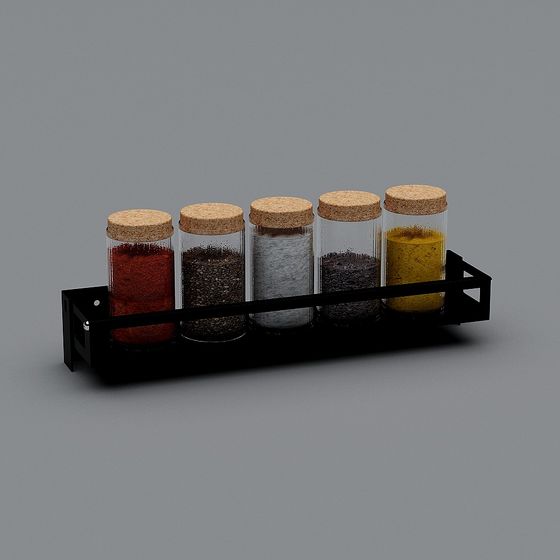 Elegant Low-Poly Spice Rack 3D model for Kitchen
