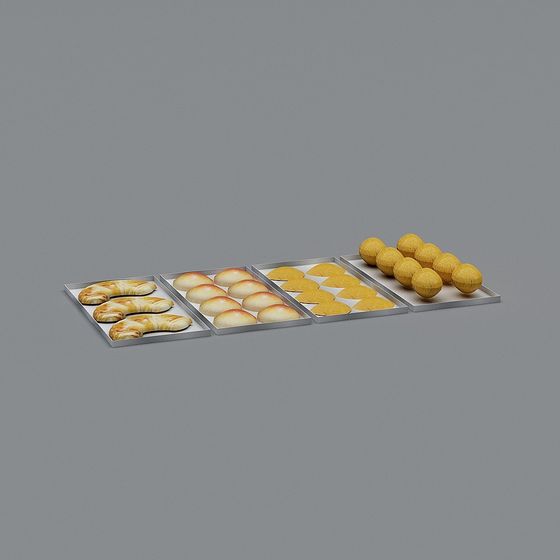 Artisan Bread Rack 3D model Set