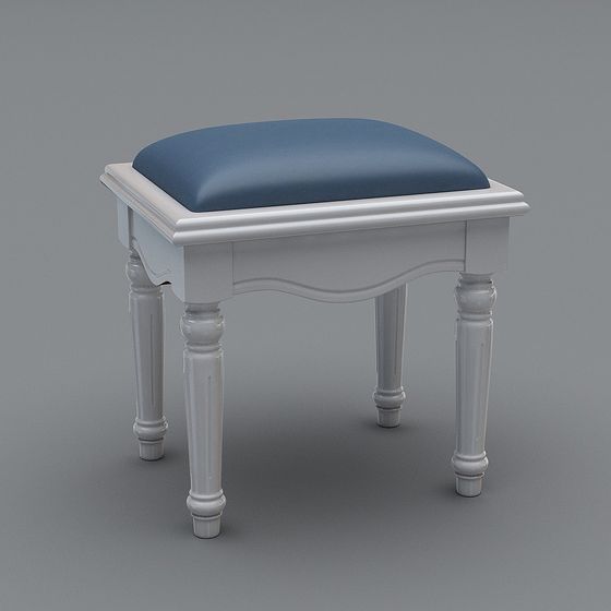 Elegant Vintage Vanity Stool 3D model