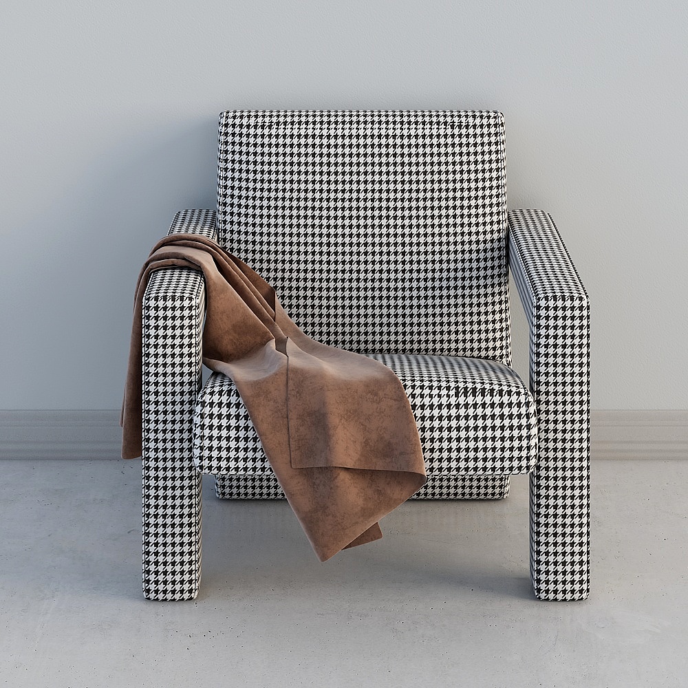 Elegant Modern Checkered Armchair 3D model