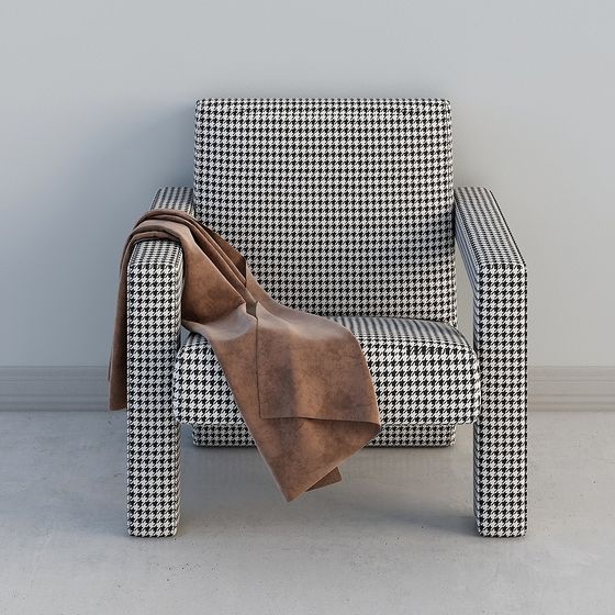 Elegant Modern Checkered Armchair 3D model