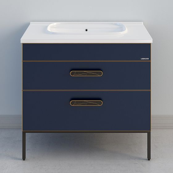 Navy Blue Vanity 3D Model for Modern and Vintage Bathrooms