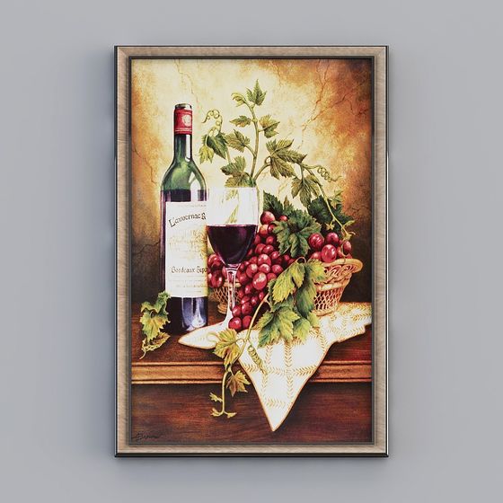 Artistic Wine and Grapes 3D model for Creative Projects