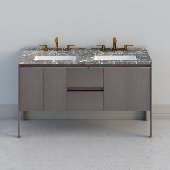 Modern Double Sink Bathroom Vanity 3D model