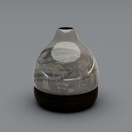 Bottle Glass Vase 3D Model in Modern Black