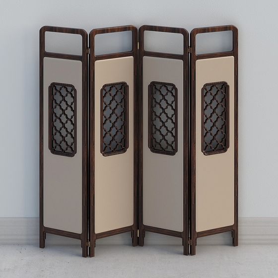 Elegant 4-Panel Screen 3D model