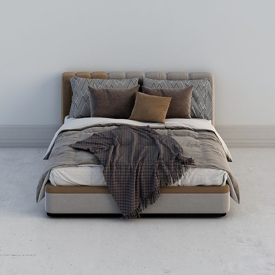 Elegant Low-Polygon Bed 3D model