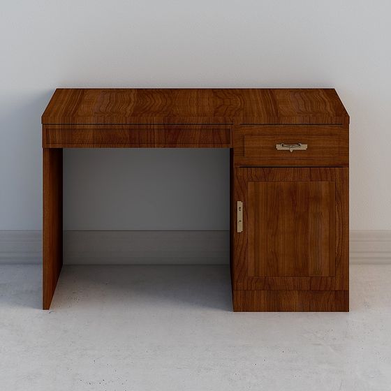 Classic Vintage 3D Desk and Chair Set for Creative Projects