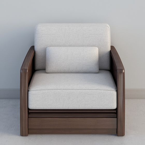 Brown Asian Single Sofa 3D Model for Cozy Spaces