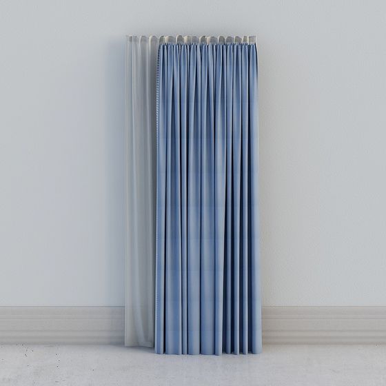 Blue Velvet Curtain 3D model
