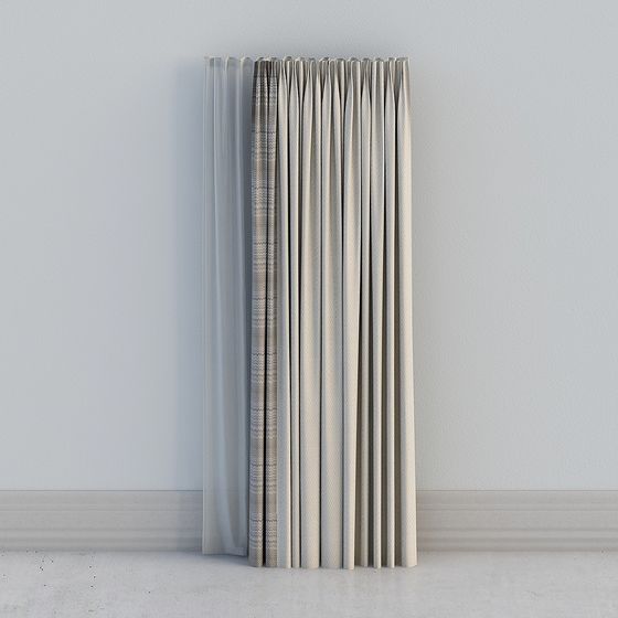 Elegant Pleated Curtain 3D model for Modern Interiors