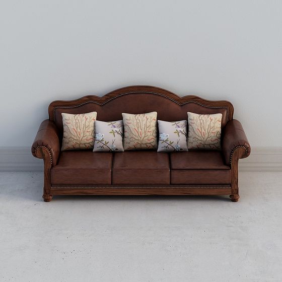 Elegant Vintage Leather Sofa 3D model