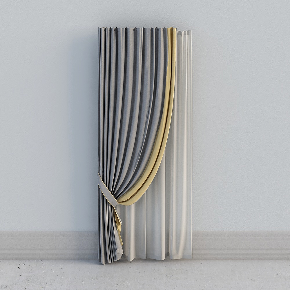 Elegant Low-Polygon Curtain 3D model