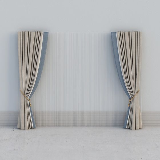 Elegant Low-Poly Curtain 3D model for Modern Interiors