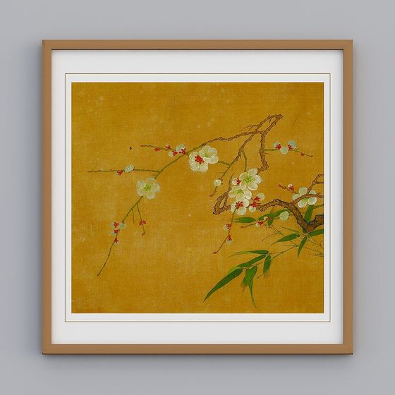 Golden Plum Blossom Branch 3D model