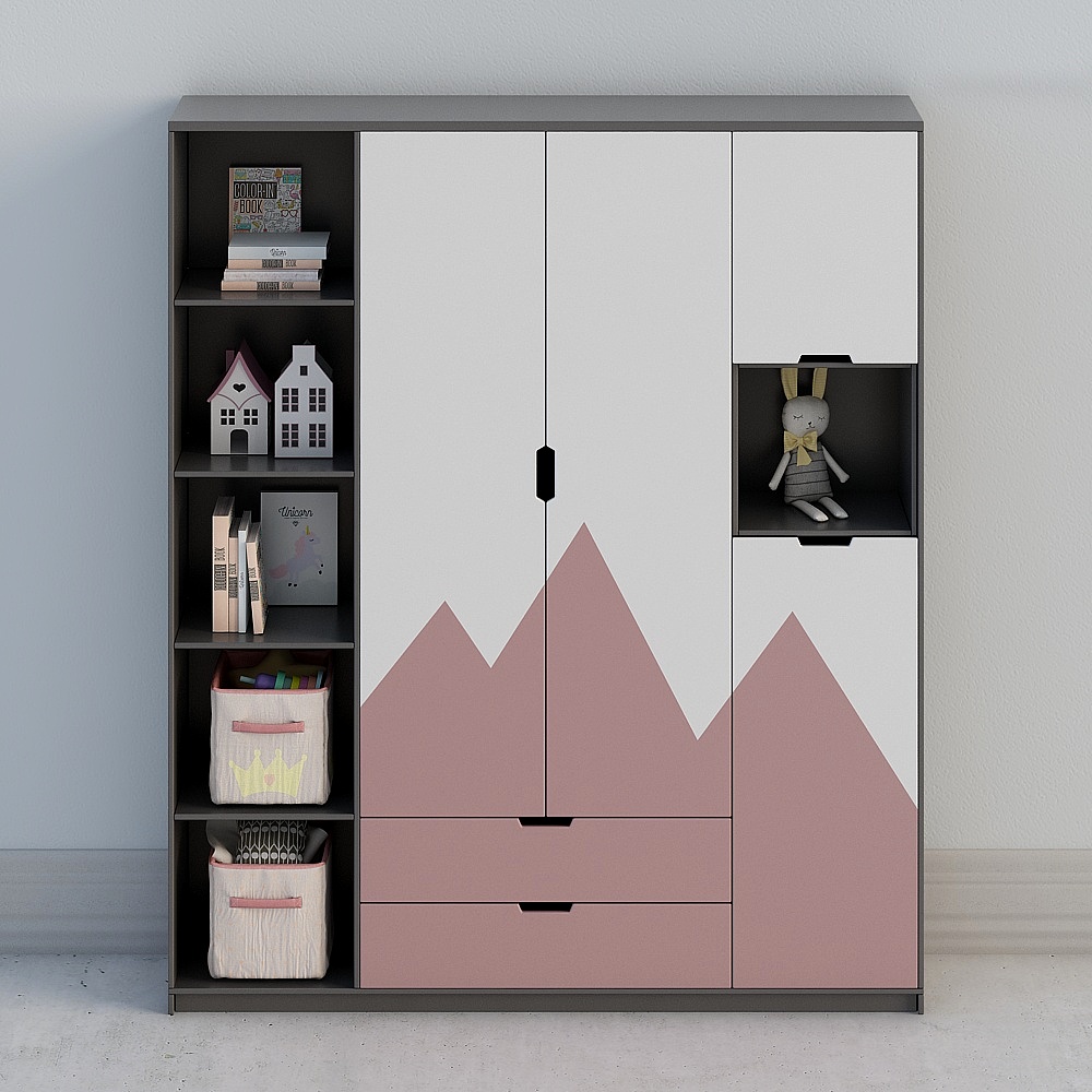 Stylish Low-Polygon Wardrobe 3D Model