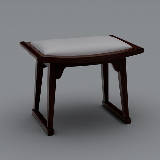 Stylish Vintage Wooden Stool 3D model for Design Projects