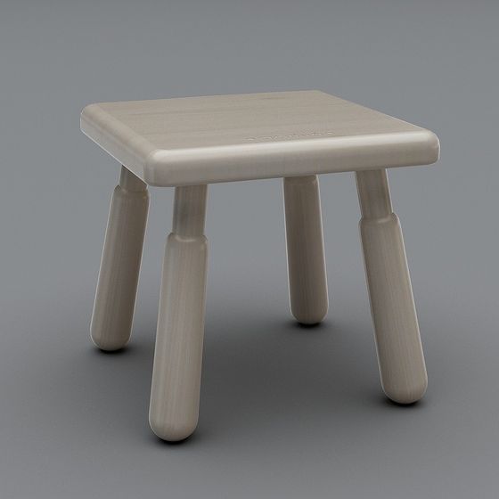 Elegant Low-Poly Wooden Stool 3D model