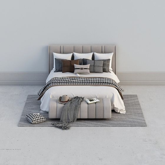 Modern Minimalist 3D Bed Model Design