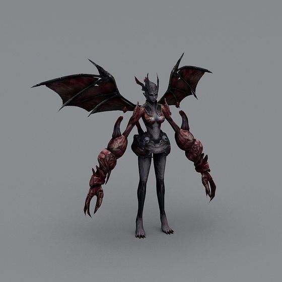 Shadow Pterodactyl Woman 3D Model