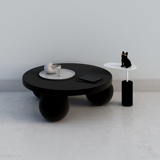 Spherical Table and Side Table Set 3D model