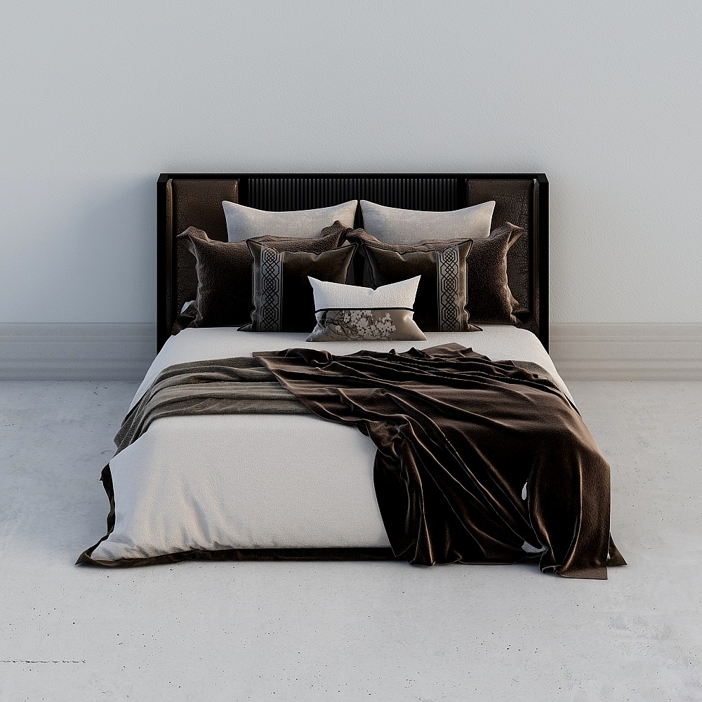 New Chinese bedroom bed combination 3d model