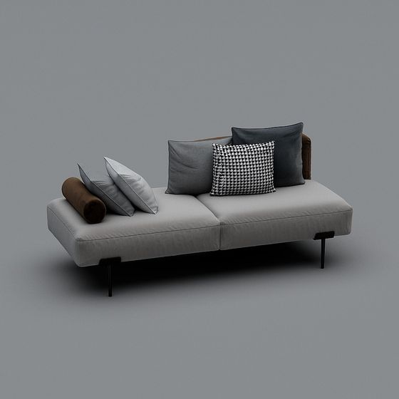 Stylish Sofa Stool 3D Model in Black Fabric