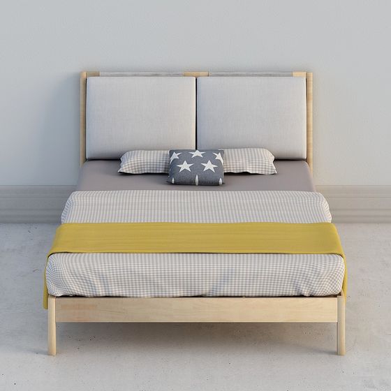 Stylish Minimalist Bed Frame 3D model for Your Space