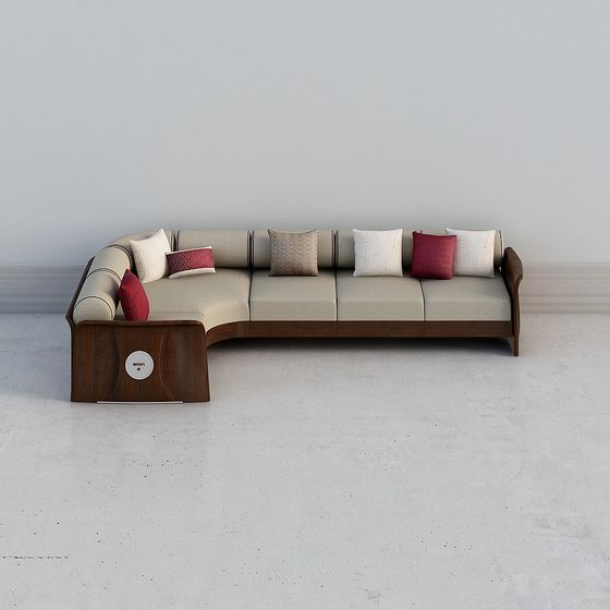 Curved Sofa 3D Model - Modern and Vintage Aesthetic