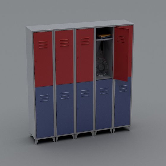 Vibrant Low-Poly Storage Cabinet 3D model