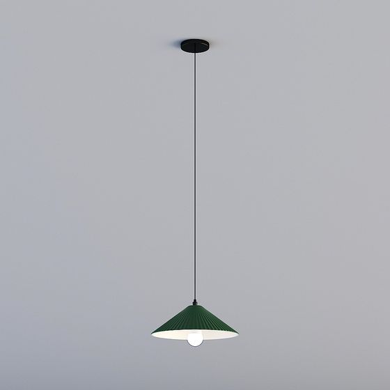 Elegant Low-Poly Green Pendant Light 3D model