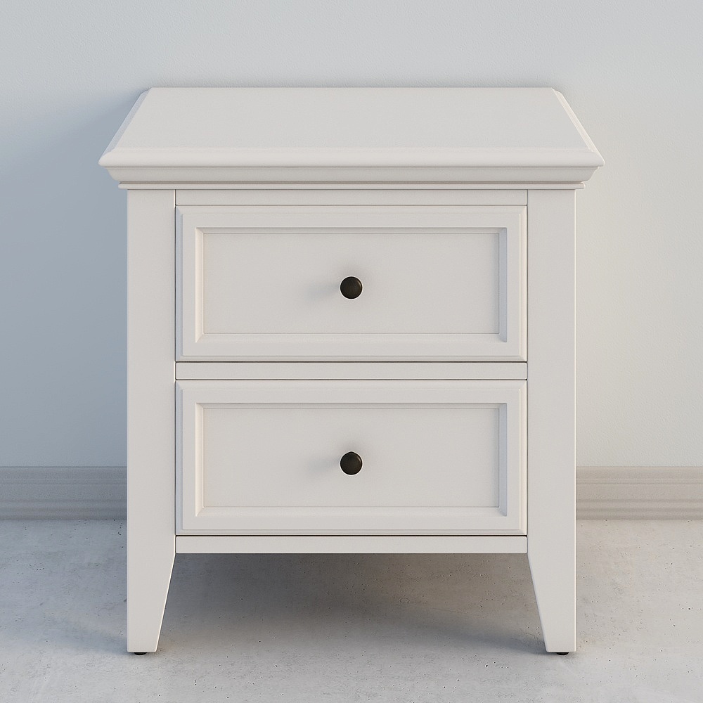 Tủ đầu giường chân gỗ Barlow II Mỹ kệ tủ phòng ngủ đơn giản màu trắng be 362E-1