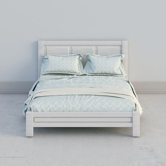 American Master Bed 3D Model in Gray - Double